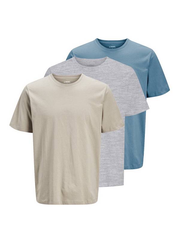 JJ REBEL Basic T ShIrt Sleeved O Neck 3 Pack Multipack M